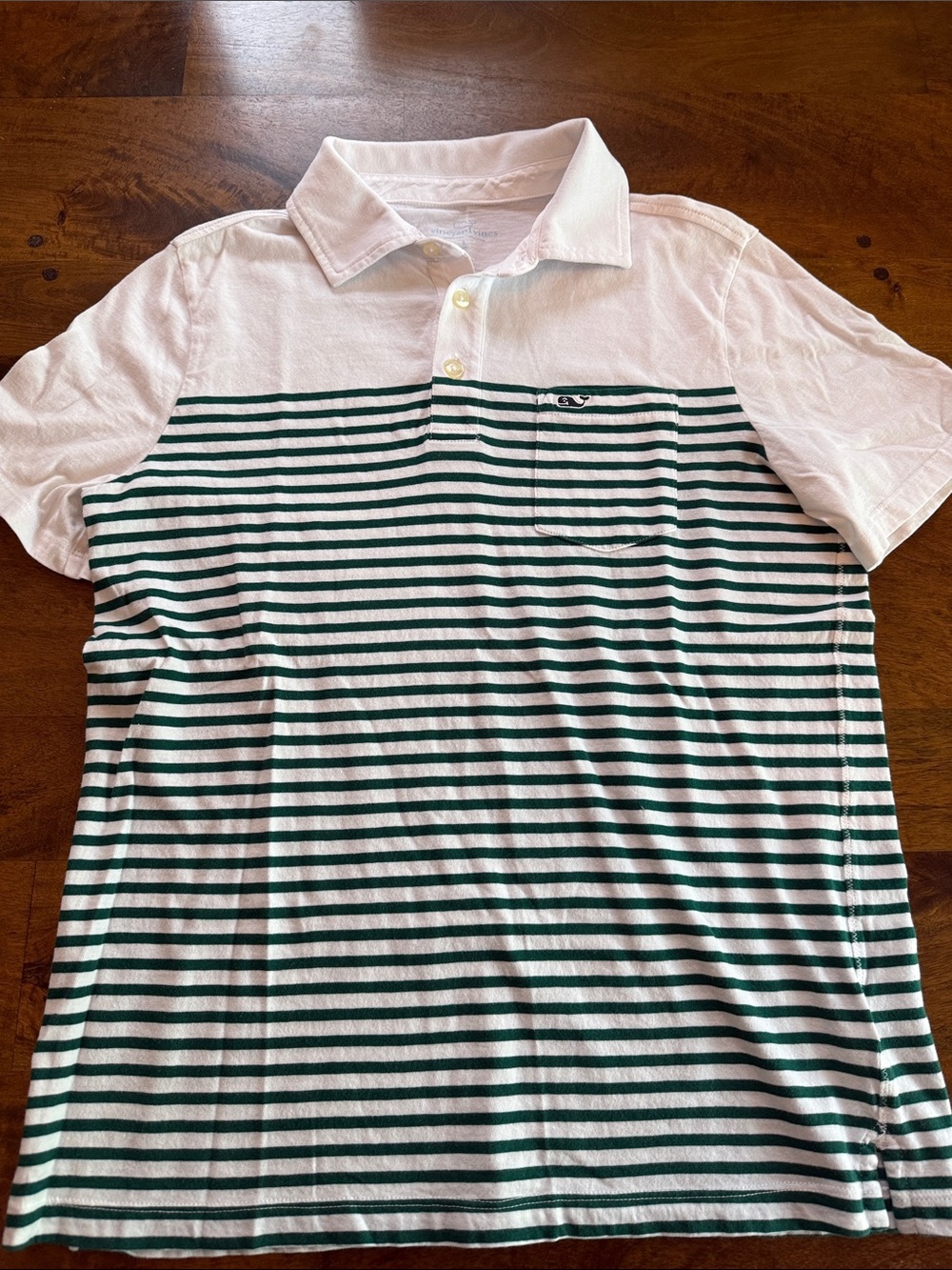 Boys Large cotton Vineyard Vines Polo with Green stripes